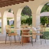 Cynthia 54" Concrete Indoor/Outdoor Dining Table - Travertine/Walnut Brown