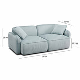 Travie 78" Modular Loveseat - Sea Blue
