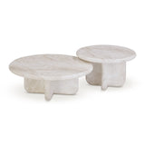 Juju 2-Piece Faux Marble Indoor/Outdoor Nesting Coffee Table Set - White