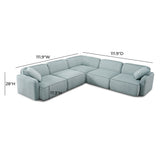 Travie 5-Piece Modular L-Sectional - Sea Blue