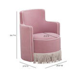 Passe Tasseled Velvet Swivel Accent Chair - Pink