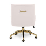 Beatrix Performance Velvet Office Swivel Chair - Cream