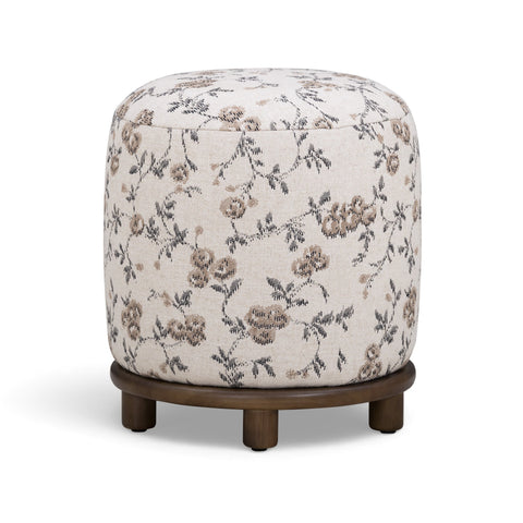 Bisou Performance Jacquard Ottoman - Beige Floral