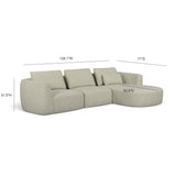 Noor 3-Piece XL 128" Modular Sectional - Wheat / RAF