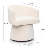 Kristen Rolling Desk Chair - Cream