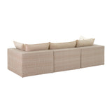 Cali 120" Performance Fabric &amp; Wicker Outdoor Sofa - Cream / Natural