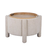 Bellamy Railroad Chenille Storage Stool With Reversible Tray Top - Cream