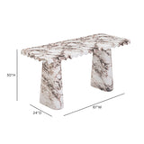 Janice 61" Faux Breccia Marble Console Desk