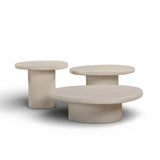 Jade Concrete Indoor/Outdoor Nesting Coffee Table Set - Cream