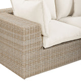 Cali 120" Performance Fabric &amp; Wicker Outdoor Sofa - Cream / Natural