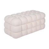 Anita 39" Faux Shearling Storage Bench With Reversible Tray Top - Cream