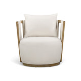 Paolo Cream Upcycled Basketweave Fabric Outdoor Accent Chair