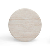 Cynthia Concrete Indoor/Outdoor Side Table - Travertine/Walnut Brown