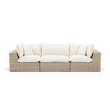 Cali 120" Performance Fabric &amp; Wicker Outdoor Sofa - Cream / Natural