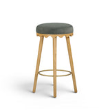 Oodle Performance Vegan Mohair Bar and Counter Stool - Green / Natural Ash / Bar Height