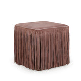 Daphne Square Suede Fringe Ottoman - Dusty Pink