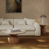 Cynthia Concrete Indoor/Outdoor Side Table - Travertine/Walnut Brown