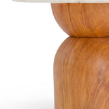 Cynthia Concrete Indoor/Outdoor Side Table - Travertine/Walnut Brown
