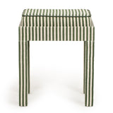 Kora Cotton Jute Contract-Grade Accent Stool - Green Stripes