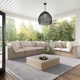 Cali 120" Performance Fabric &amp; Wicker Outdoor Sofa - Cream / Natural