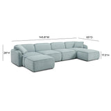 Travie 6-Piece Modular U-Sectional - Sea Blue