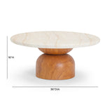 Cynthia 36" Concrete Indoor/Outdoor Coffee Table - Travertine/Walnut Brown