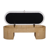 Poppi 49" Cream Performance Fabric Storage Bench
