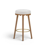 Oodle Performance Vegan Mohair Bar and Counter Stool - Cream / Light Walnut / Bar Height