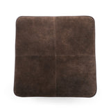 Daphne Square Suede Fringe Ottoman - Chocolate Brown