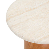 Cynthia Concrete Indoor/Outdoor Side Table - Travertine/Walnut Brown
