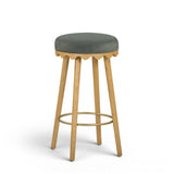Oodle Performance Vegan Mohair Bar and Counter Stool - Green / Natural Ash / Bar Height