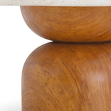 Cynthia 36" Concrete Indoor/Outdoor Coffee Table - Travertine/Walnut Brown