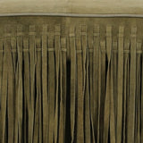 Daphne Square Suede Fringe Ottoman - Olive Green