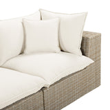 Cali 120" Performance Fabric &amp; Wicker Outdoor Sofa - Cream / Natural