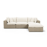 Cali 4-Piece Performance Fabric &amp; Wicker Outdoor Sectional - Cream / Natural