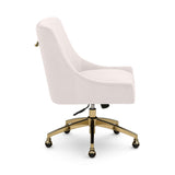 Beatrix Performance Velvet Office Swivel Chair - Cream