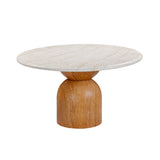 Cynthia 54" Concrete Indoor/Outdoor Dining Table - Travertine/Walnut Brown