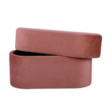 Andrea Performance Velvet Storage Bench (31"-50") - Salmon / 31"