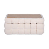 Anita 39" Faux Shearling Storage Bench With Reversible Tray Top - Cream