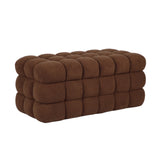 Anita 39" Faux Shearling Storage Bench With Reversible Tray Top - Brown