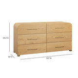 Marissa 62" Ash 6-Drawer Dresser - Natural Ash