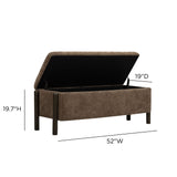 Abby 52" Nubby Fabric Storage Bench - Brown