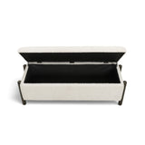 Abby 52" Nubby Fabric Storage Bench - Cream