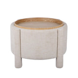 Bellamy Railroad Chenille Storage Stool With Reversible Tray Top - Cream