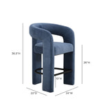 Malone Performance Chenille Stool - Blue Denim / Counter Height