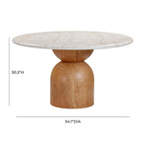 Cynthia 54" Concrete Indoor/Outdoor Dining Table - Travertine/Walnut Brown