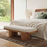 Ollie Upholstered Bench (48"-57") - White / 57"