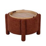 Bellamy Railroad Chenille Storage Stool With Reversible Tray Top - Brown