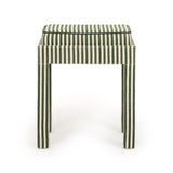 Kora Cotton Jute Contract-Grade Accent Stool - Green Stripes