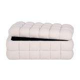 Anita 39" Faux Shearling Storage Bench With Reversible Tray Top - Cream